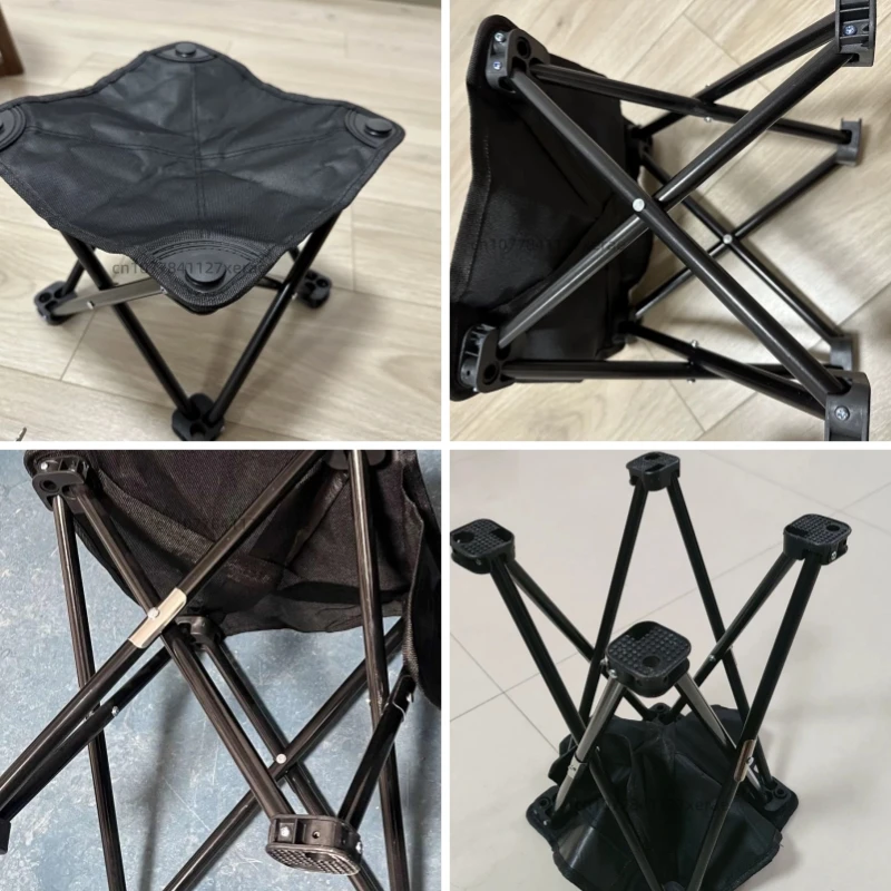 Outdoor Portable with Side Pockets Folding Stool Camping Collapsible Chair Hiking Picnic Seat Ultralight Titanium Steel Chair