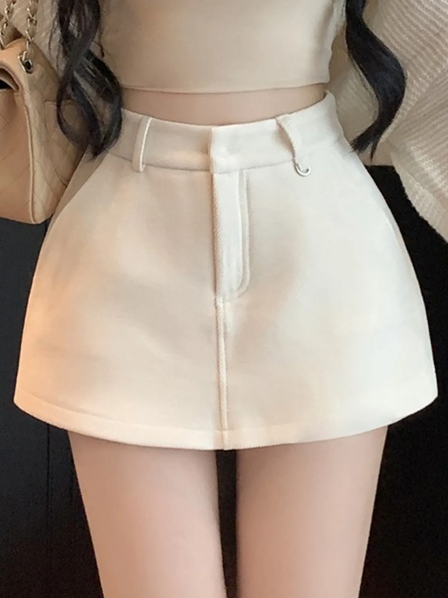 

High Waist A-Line Skirt Women's Spring Autumn 2026 New Woolen Skirt ort Bounce Ba Warmth Commute Sle Ciwalk