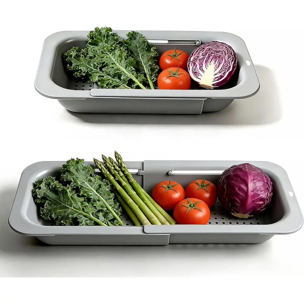 

Sink Collapsible Strainer Basket, Kitchen Tool for Washing and Draining, Adjustable from 13.5 to 18.7, Gray
