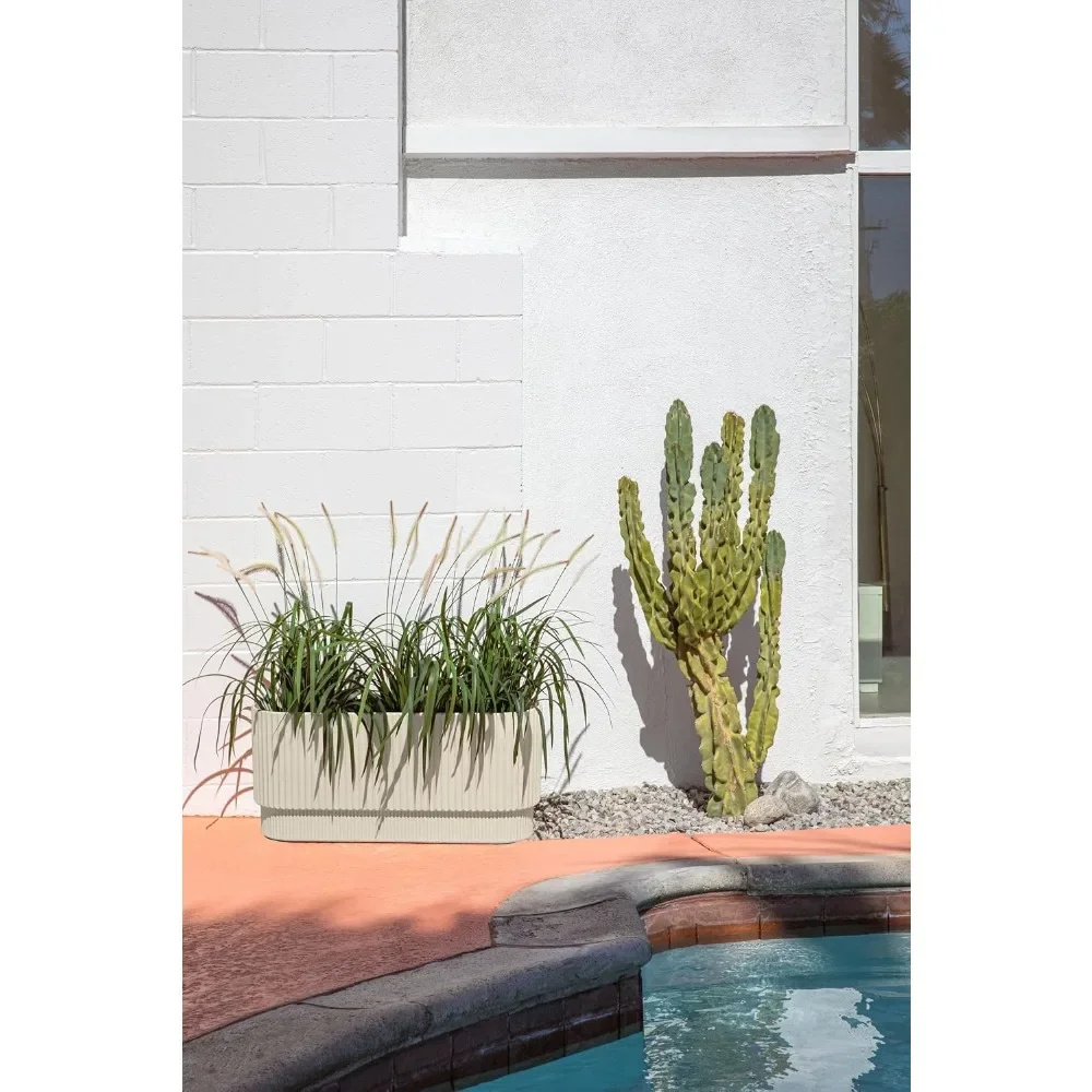 

Demi Series Long Planter for Porch, Patio, Backyard | Durable Plastic-Stone Composite Material | Modern Décor for Shrubs