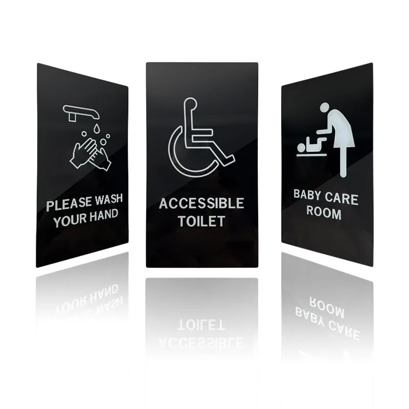 Acrylic signboards for restrooms and bathrooms: Save water, wear masks, pay attention to hygiene, no throwing items inside