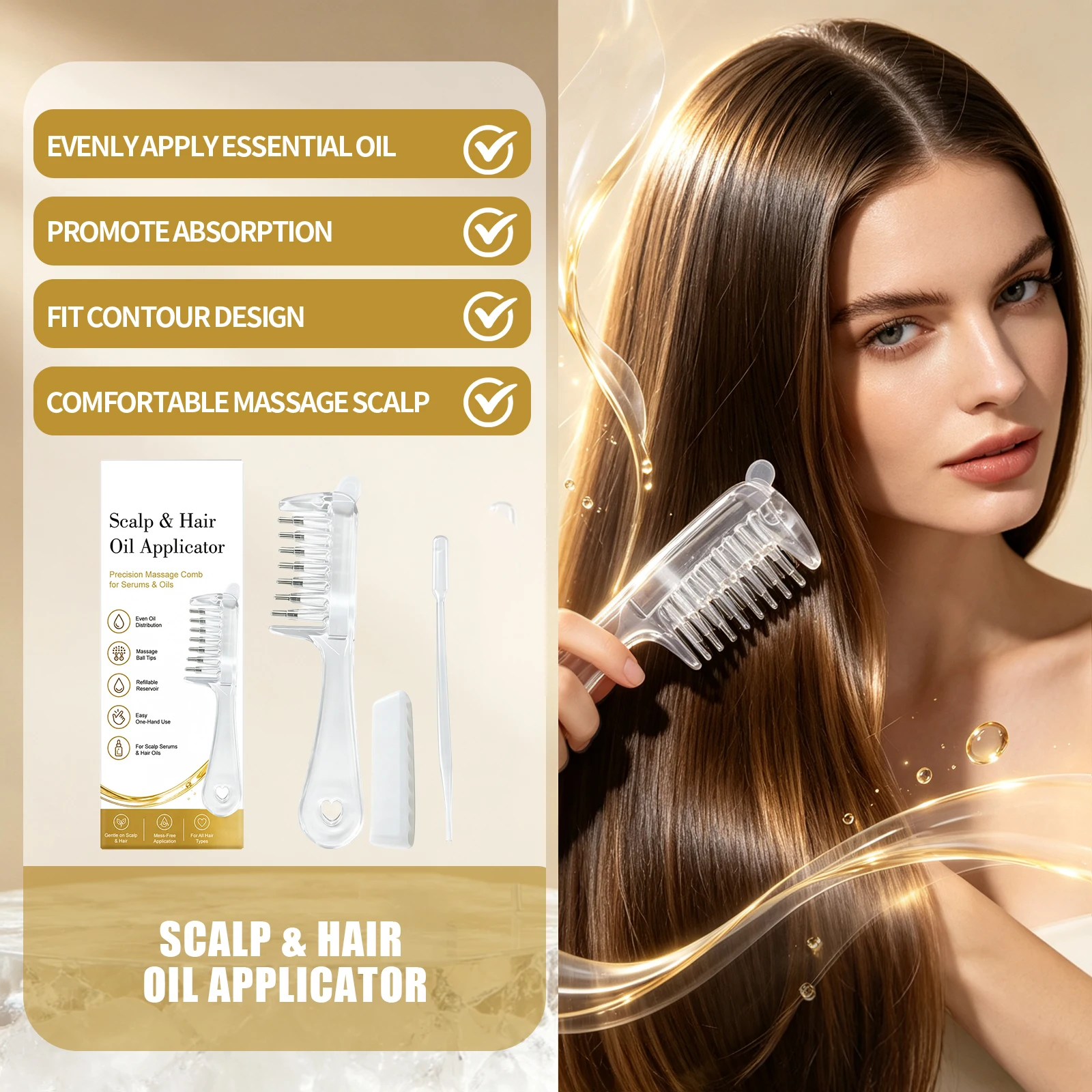 Hair Oil Applicator Comb For Scalp Refillable Root Treatment One Hand Even Flow Gentle Care Daily Serum Dispenser Massager Comb