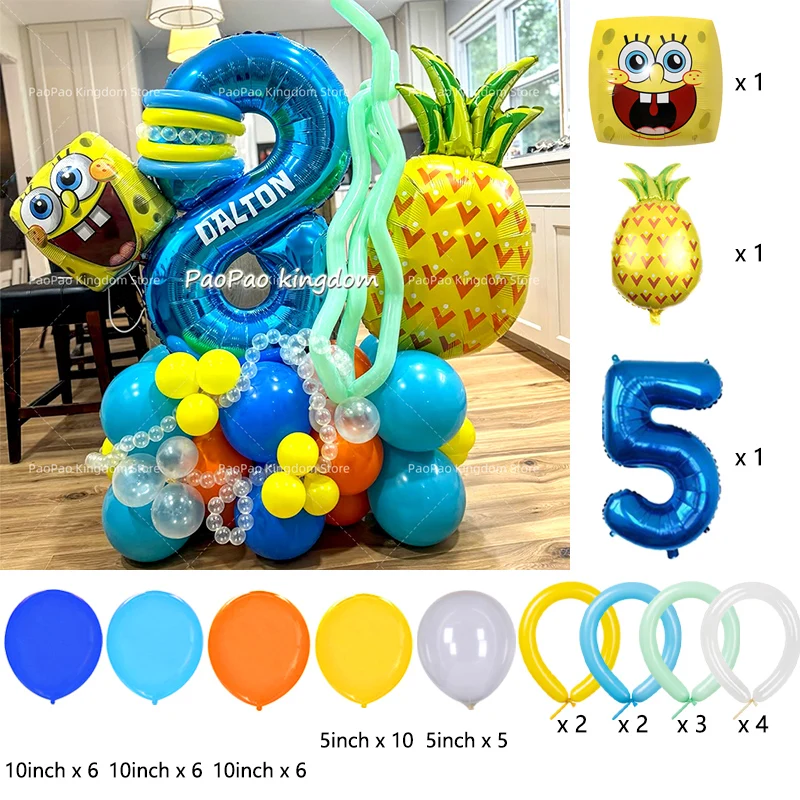 Cartoon SpongeBob Party Balloon Kit Kids Cartoon Birthday Party Decor Supplies SpongeBob Ball Foil Balloons view 6