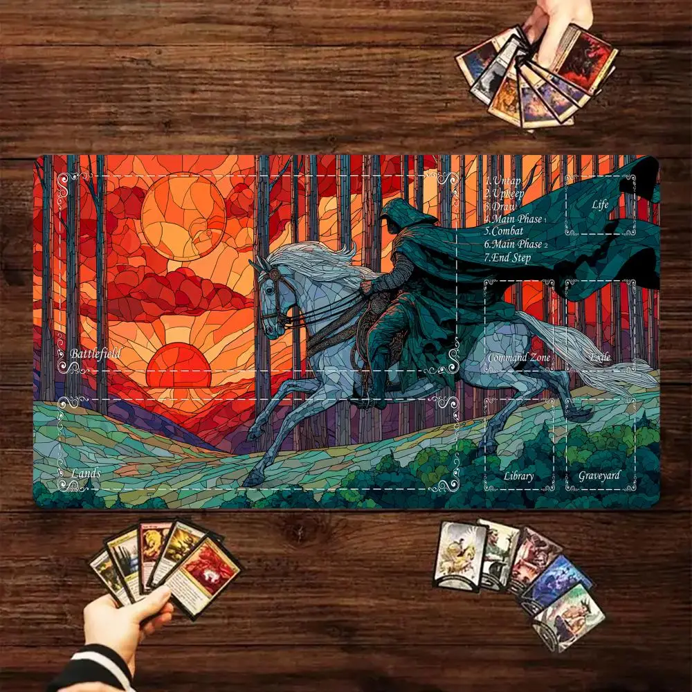 Sunset and Knight Magic Card Battle Mat TCG Playmat Anti-slip Base 35X60cm Gathering Gaming Mats Board Game Mat for TCG