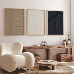 Simple Black Beige Line Poster Modern Neutral Abstract Art Print Wall Art Gallery Canvas Painting Living Room Home Decor
