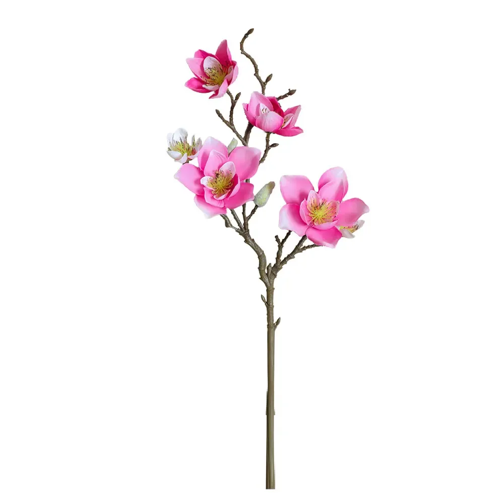 1Pc artificial silk 6 Heads magnolia Branch home Hotel table decoration fake flower wedding bride holding photography props