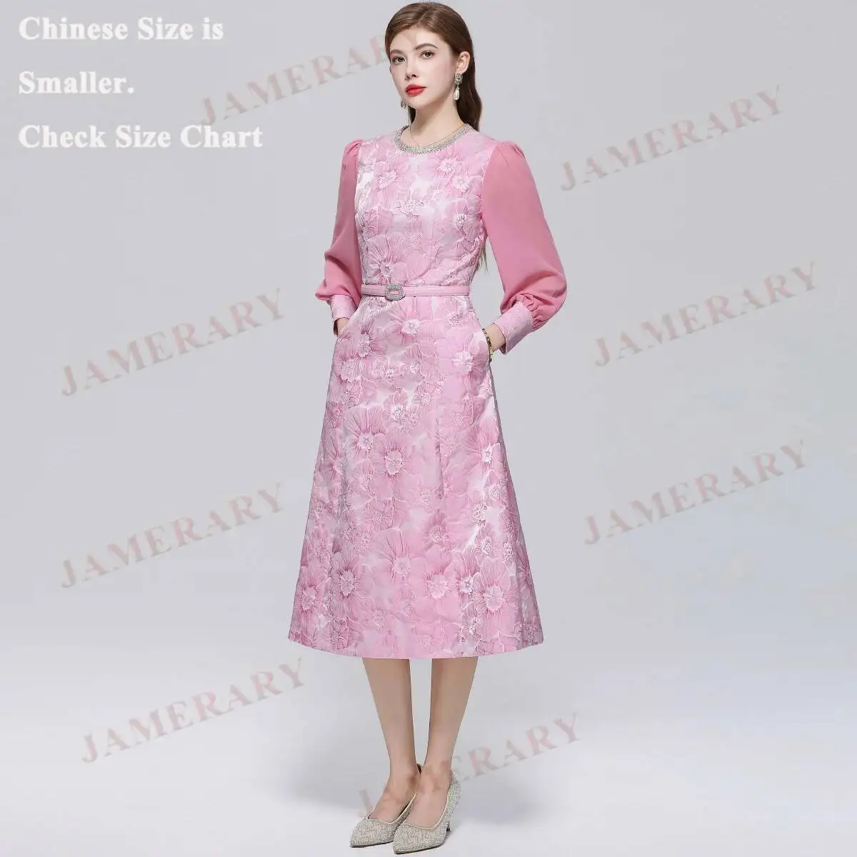 

Autumn Winter Jacquard Long-sleeve Dress Women Rhinestone Luxury Formal Evening Print Dresses Party Florla Vestidos De Fiesta