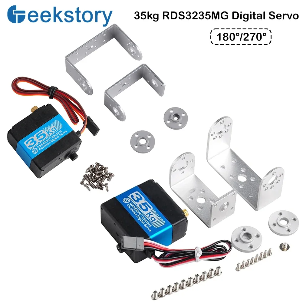 

35KG RDS3235 180/270 degree Digital Servo Coreless Motor Hight Torque Metal Gear with Bracket Arm Plate for RC Robot Car