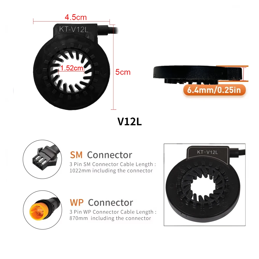 KT V12L E-Bike PAS Sensor 6 Magnent Dual Hall Sensoren 12 Signale Pedal 12V-72V für Elektrofahrrad Umbausatz Teile – Detail 2