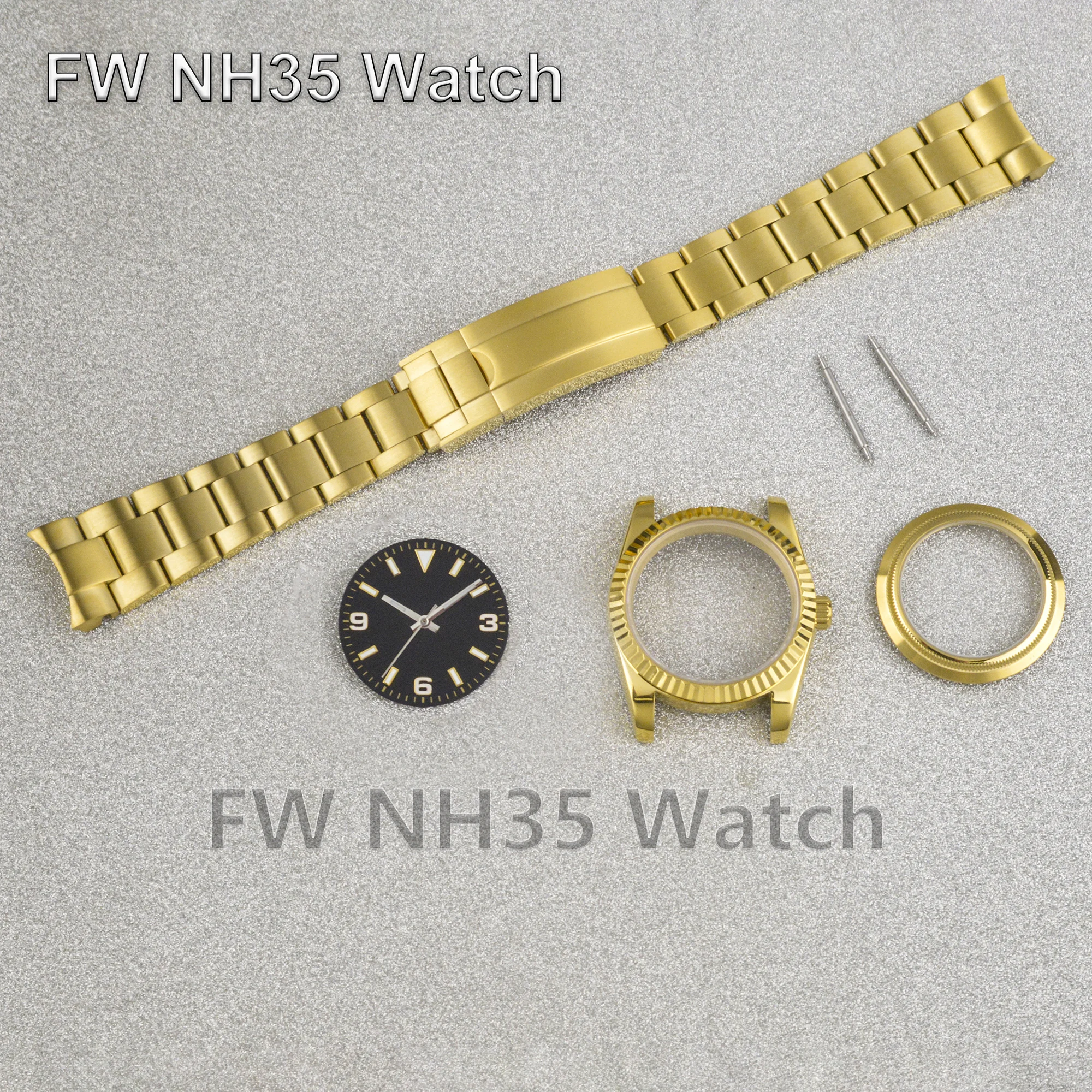 NH35 Watch Case Solid Stainless Steel Rose Gold Two Tone Case for Datejust Watch Accessories Repair Tool fit NH34/35/36 Movement