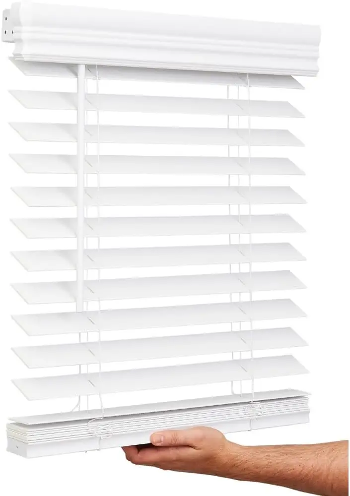 

Беспроводная жалюзи из искусственного дерева, планки 2 дюйма, 11 x 72 дюйма, ярко-белая для внутренних окон