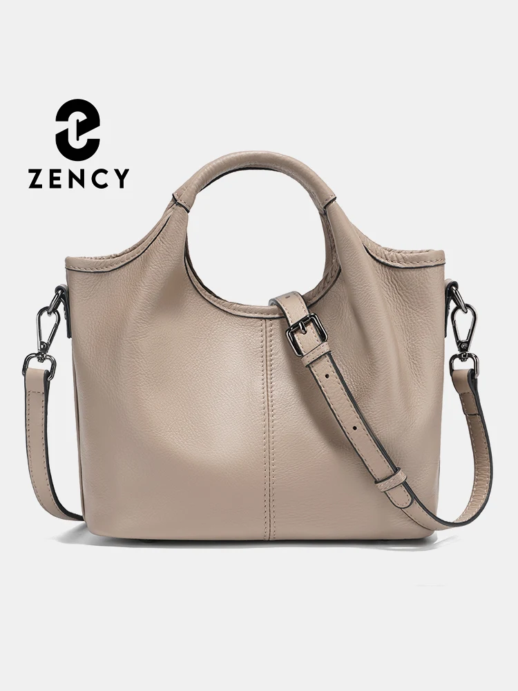 Zency Vintage Leather Shoulder Bag for Women Small Designer Khaki Tote Crossbody Hobo Handbag Large Capacity for Shopper