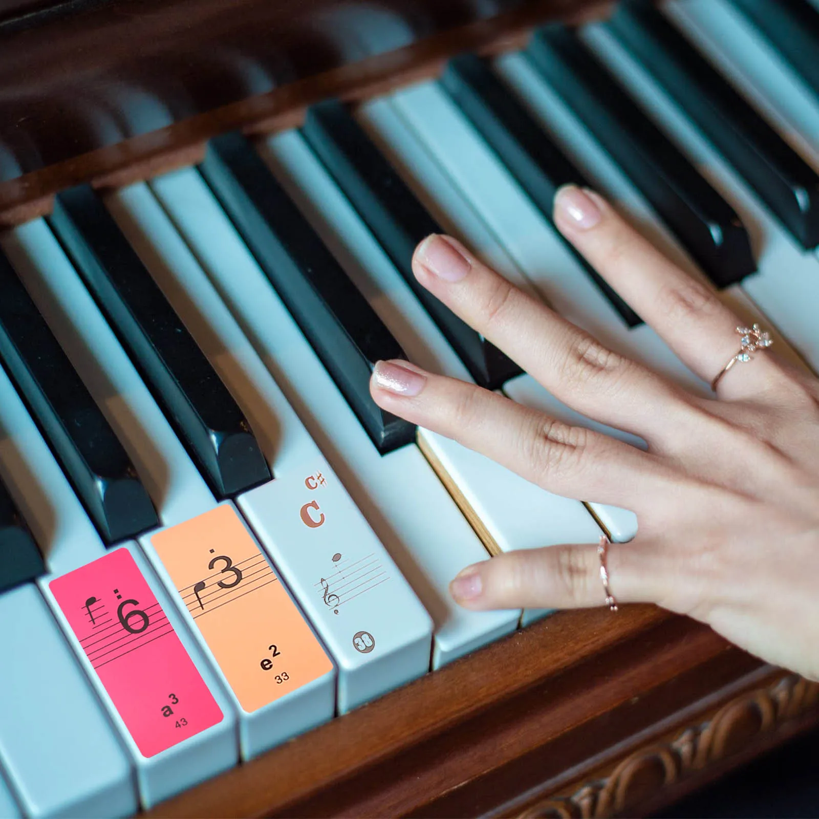 

2Pcs Music Instrument Supplies Piano Keyboard Sticker Thin Design Minimize Sound Impact Efficient Practice Tool