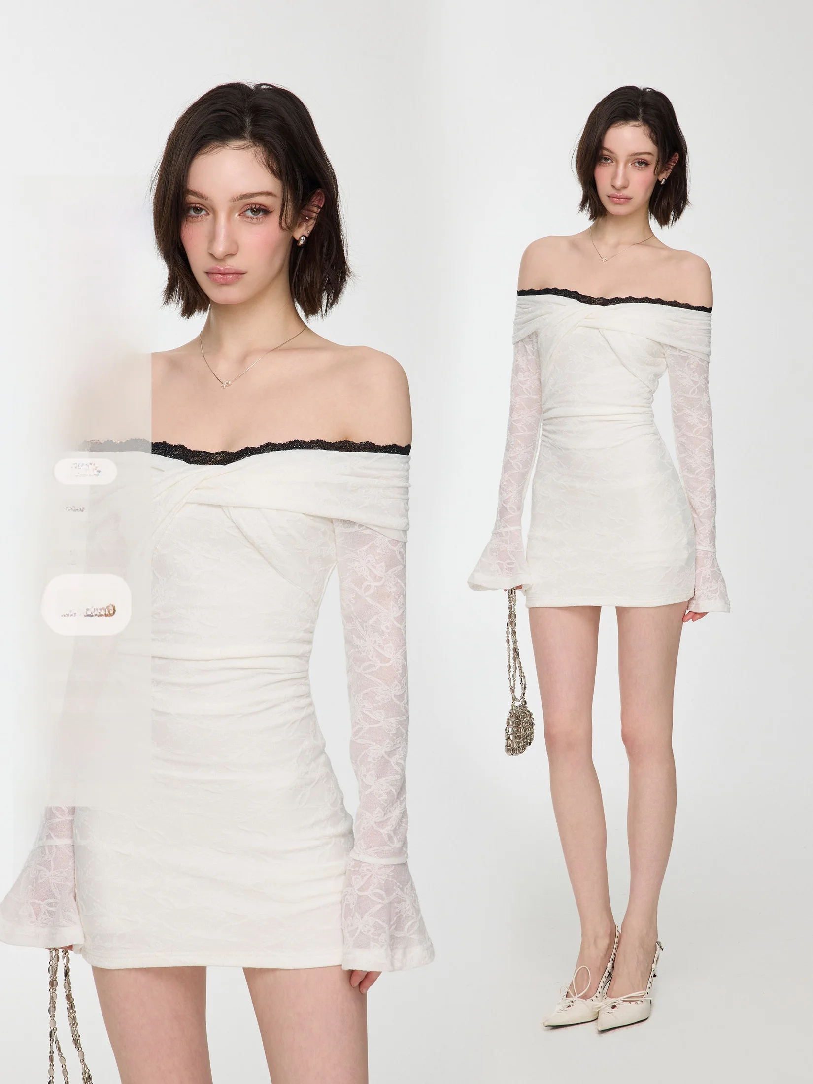 

Платье M Studio Spicy Girl Design с завязками на талии, на одно плечо, белое, с длинным рукавом, женское