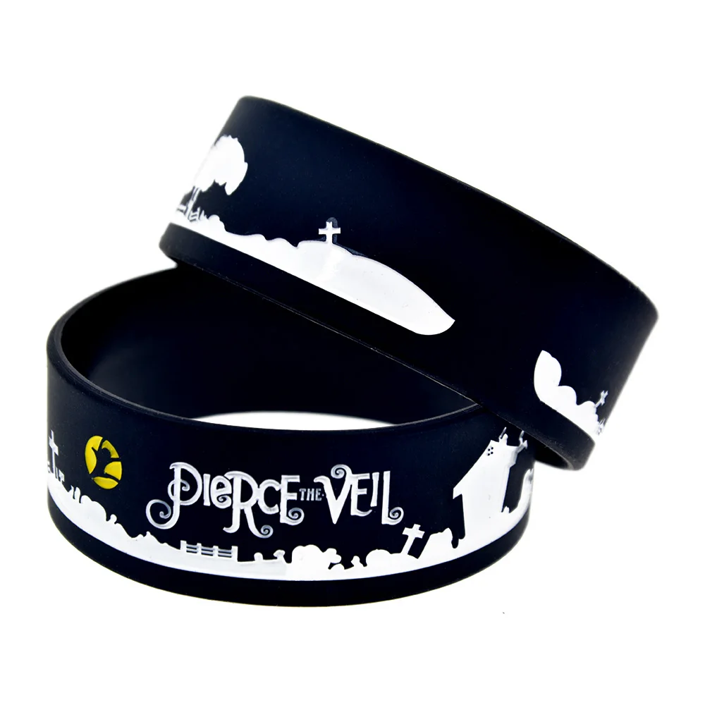 1 PC Pierce The Veil Silicone Bracelet 1 Inch Wide Bangle Men and Women Wristbands For Music Concert