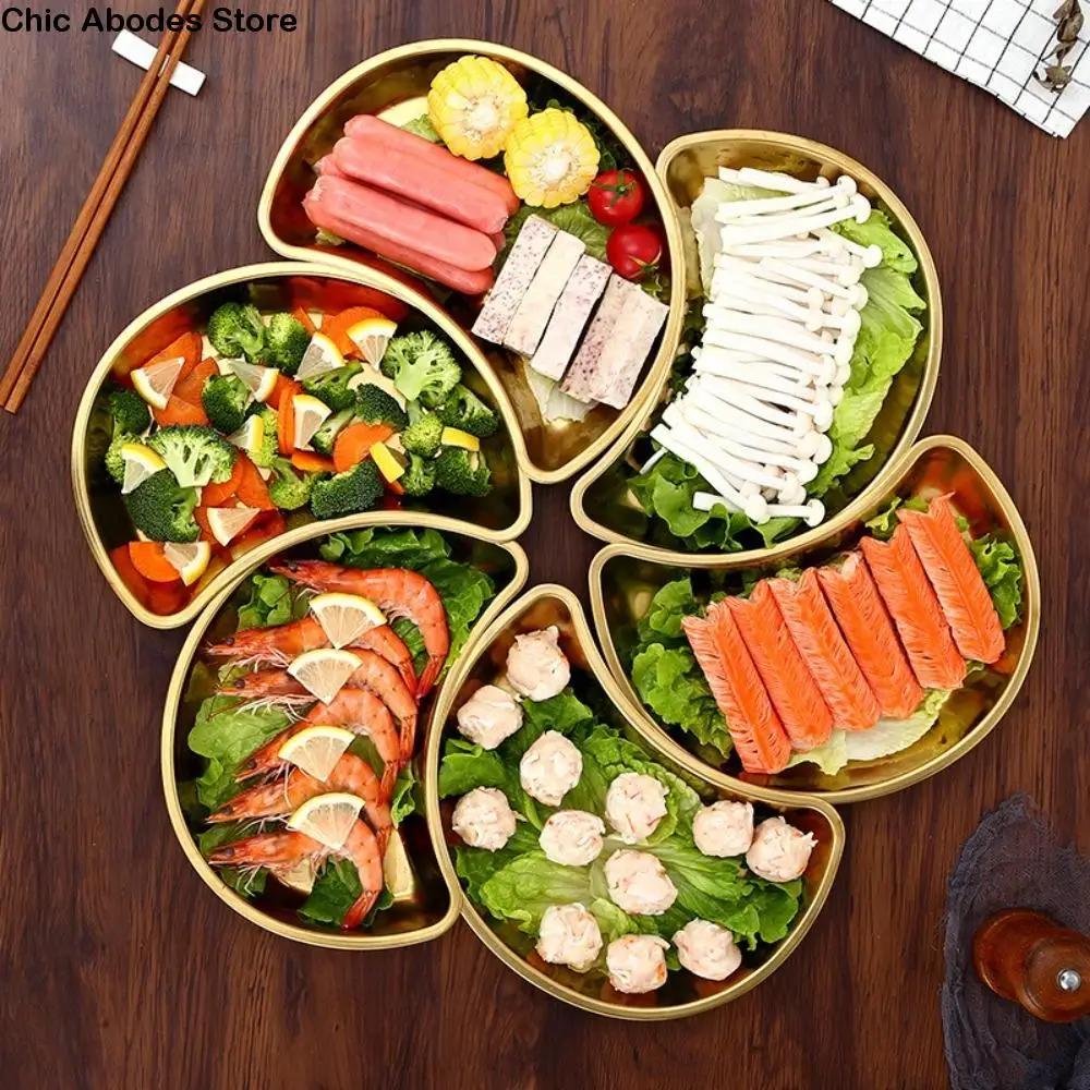 Mutifunctional Half-Moon Metal Trays Thickened Portable Vegetable Plate Funny Wear-resistant Child Plate Family Reunion