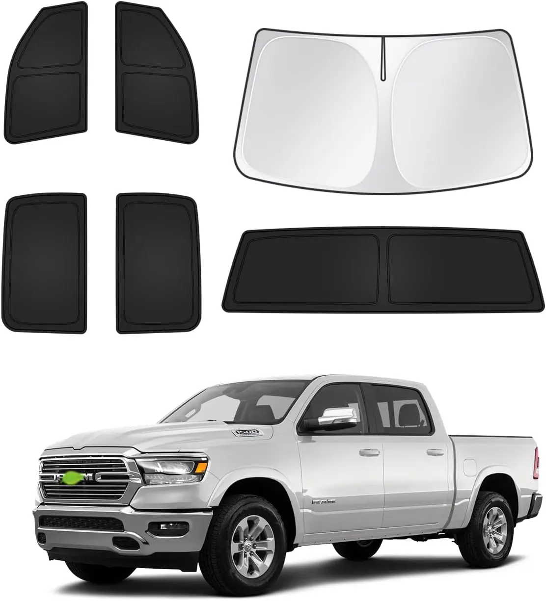

Universal Sunshades for Pickup Trucks 2019-2026, Windshield and Window Covers, Privacy Protection, Keep Vehicle Cool, Black 6PCS