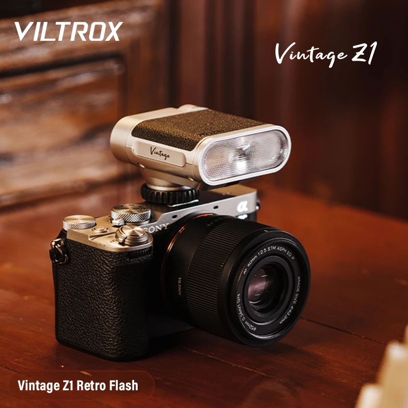 Viltrox Vintage Z1 Mini Flash Camera Retro Speedlight Flashs GN12 LED Fill Light On-camera for Canon Nikon Sony Fuji DSLR Camera