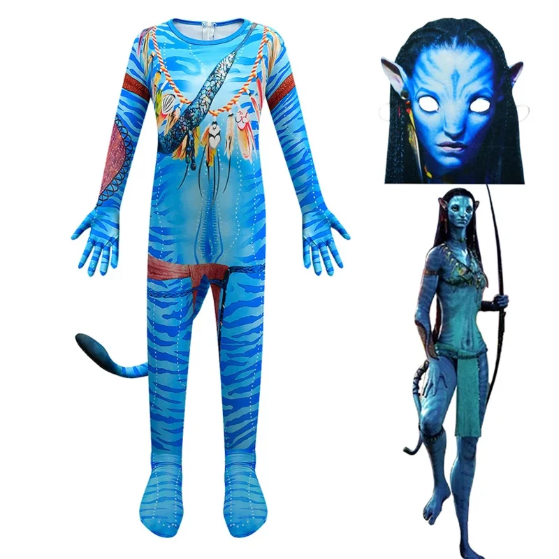 Avatar 2 The Way of Water Neytiri Cosplay Anime Halloween Costumes for Kids Zentai Fantasia Jumpsuits Disguise Carnival Clothes