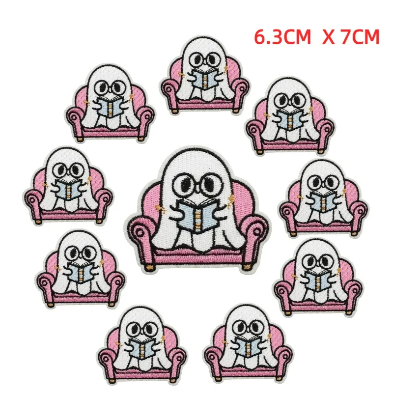 

10PCS Wholesale Lots/set of Stickers Halloween Ghost Horror Witch Pumpkin Embroidery Ironing Clothing Patch Bicycle Cute Flower