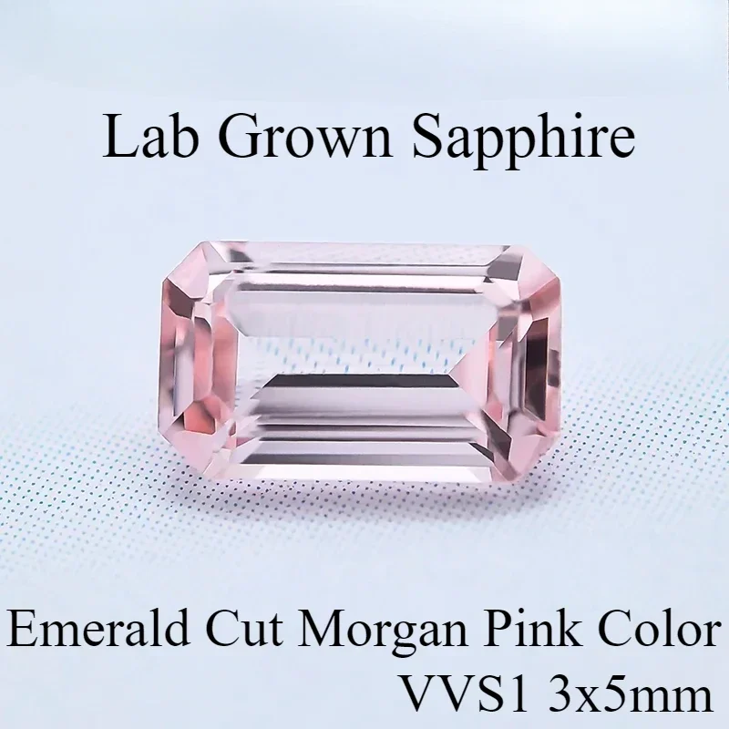 Lab Grown Sapphire Emerald Cut Morgan Pink VVS1 3x5mm Gemstone for DIY Jewelry Making Materials Selectable AGLCertificate