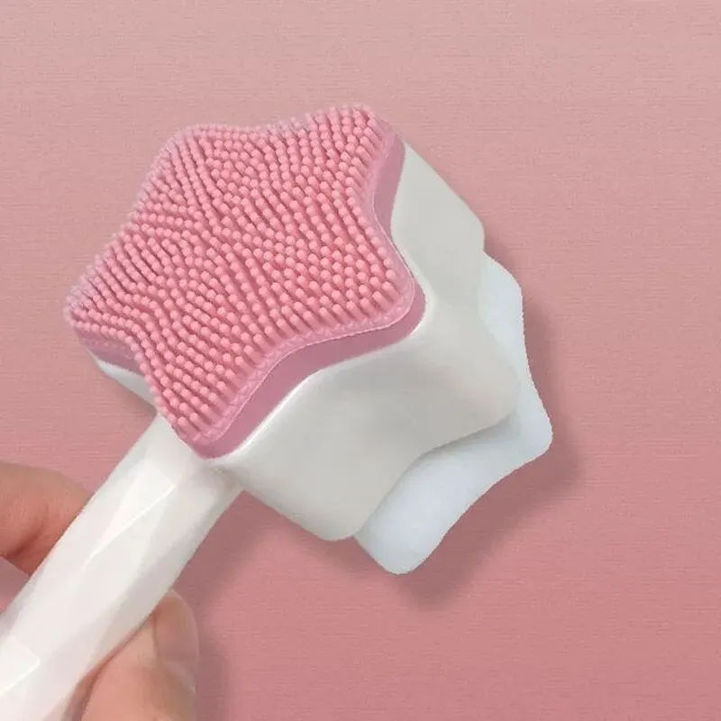 1pc Facial Cleansing Brush 2 In1, Face Exfoliating Pore Deep Cleansing Brush, Ultra Fine Soft Bristle Dual Face Wash Brush