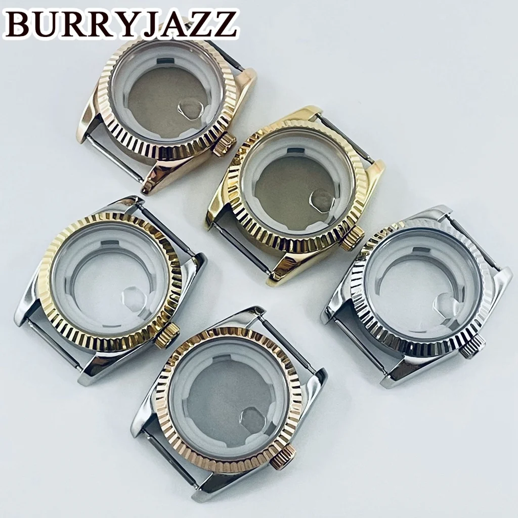 BURRYJAZZ 31mm NH05 NH06 Watch Case Silver Rose Gold Stainless Steel Case With Sapphire Crysta Waterproof