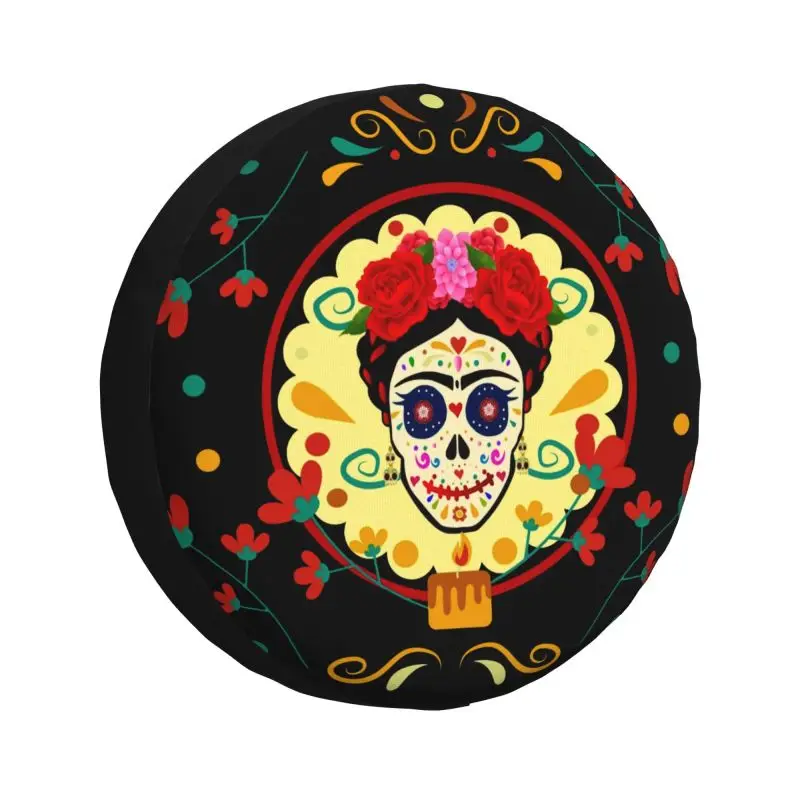 Custom Day Of The Dead Sugar Skull Tire Cover 4WD 4x4 Trailer Mexican La Calavera Catrina Spare Wheel Protector for Jeep Grand