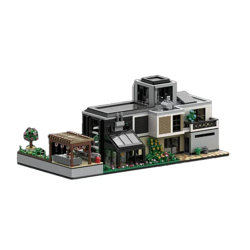 Cidade rua vista moc bloco de construção casa vidro modular modelo tecnologia tijolo diy montagem brinquedo presentes do feriado