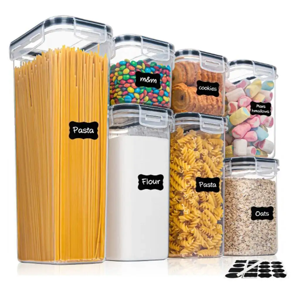 

Kitchen 7Pcs Food Containers Set BPA Free Plastic Airtight Storage Box With 10Stickers And Pen