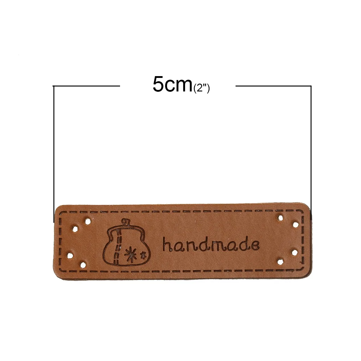 20pcs PU Leather Label Rectangle Light Brown Handbag Message 
