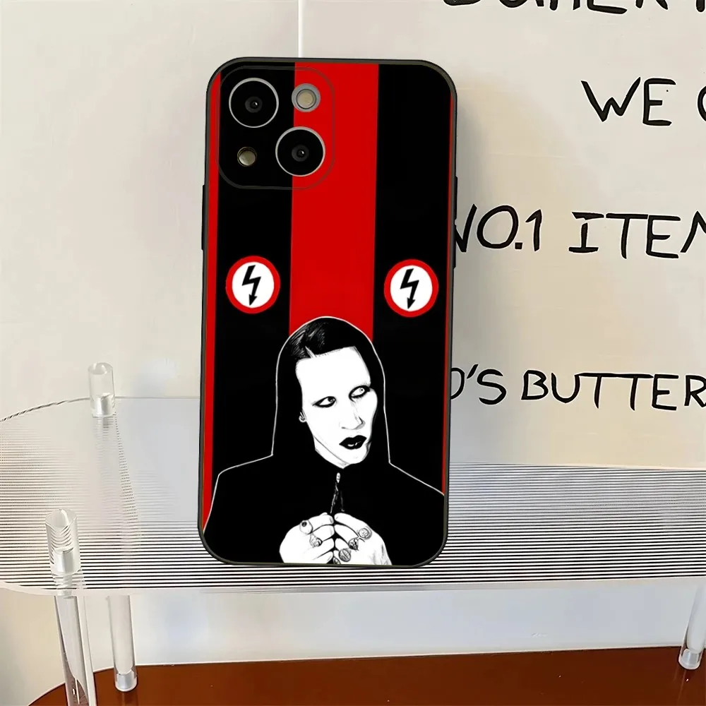 Marilyn Manson-Coque souple antichoc en silicone, étui pour iPhone 16,15,14,13,12,Pro,Max,11,7,8,Plus, Poly, XS Max