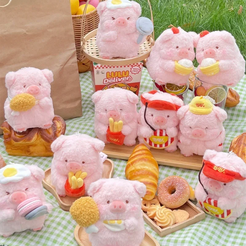 Lulu Pig House Pig Entregar Série Pingente de Pelúcia, Bonecas animais bonitos, Kawaii Plushien Aniversário Brinquedos, Blind Box, Novo, 6 Pcs