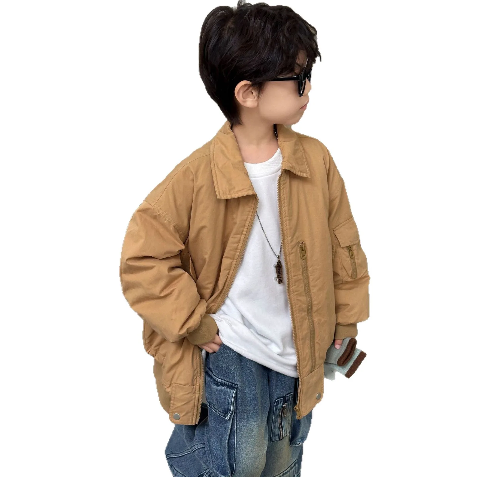 

Boys' Jacket Autumn and Winter Thickened Warm Bomber Jacket New Children's Padded Baseball Jersey Casual Children's Clothing