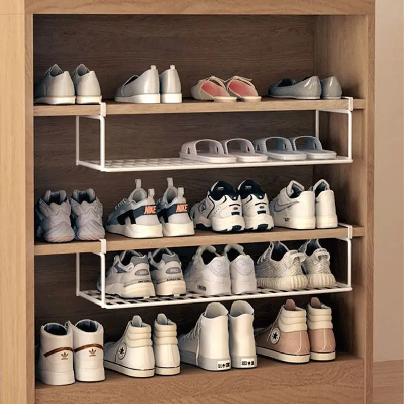 

Under Shoe Rack Tray Multi-Purpose Cabinet Shoes Shelves Folding Shoe Storage Shelf For Entryway Bottom Grid Design Storage Rack