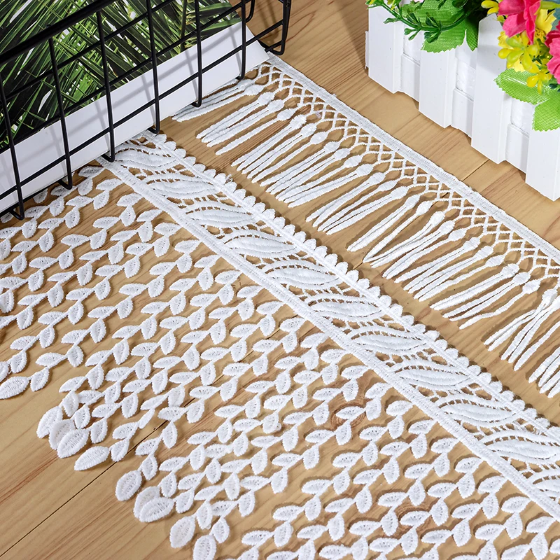 Water Soluble Lace Tassels, Garment Trimming Accessories, Ivory White, Exquisite, 2Yards/Lot, Width:7cm, 16.2cm