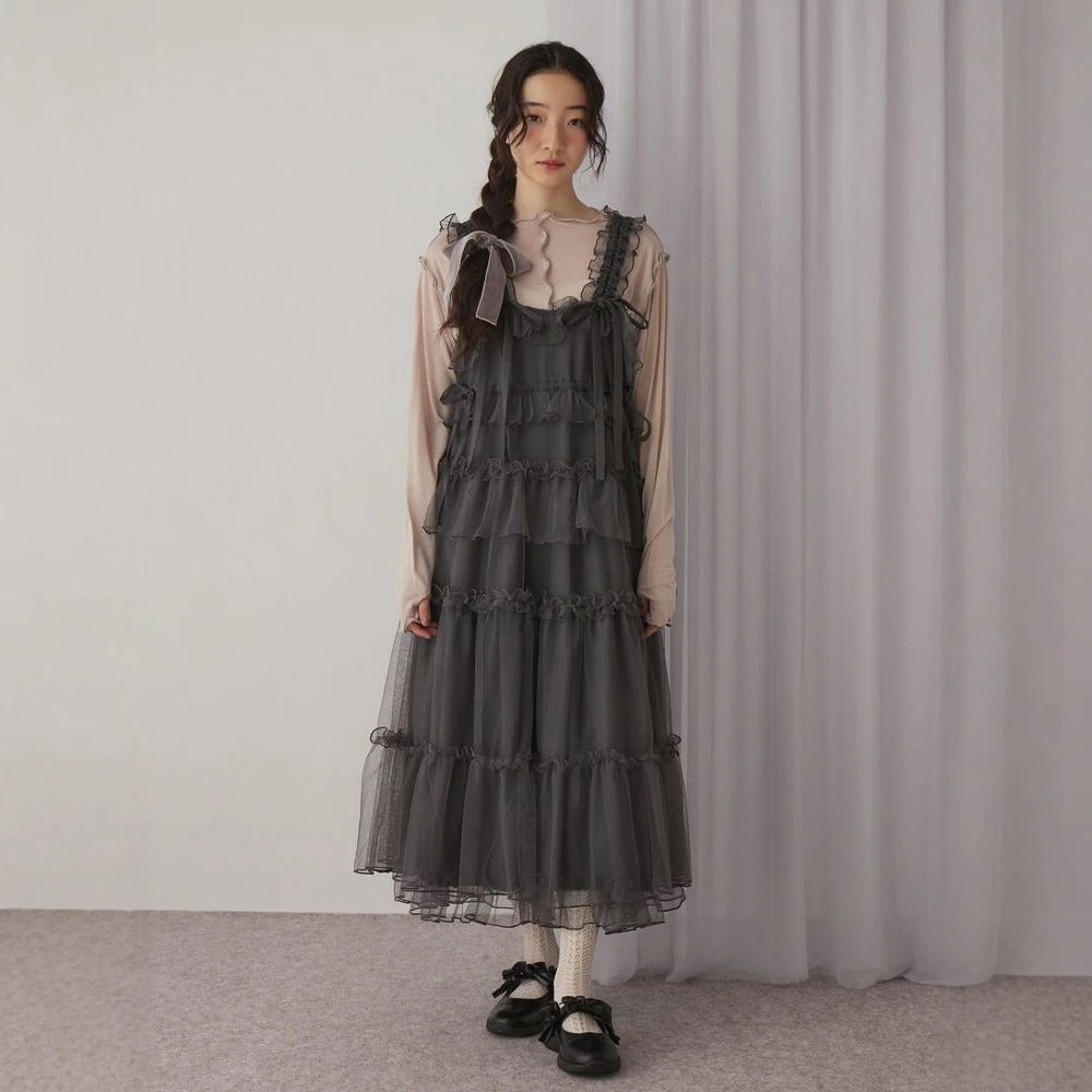 2025 Primavera e l'estate della nuova ragazza giapponese dolce vestito a rete JSK donna allentata sottile elegante casual abiti lunghi abito da principessa