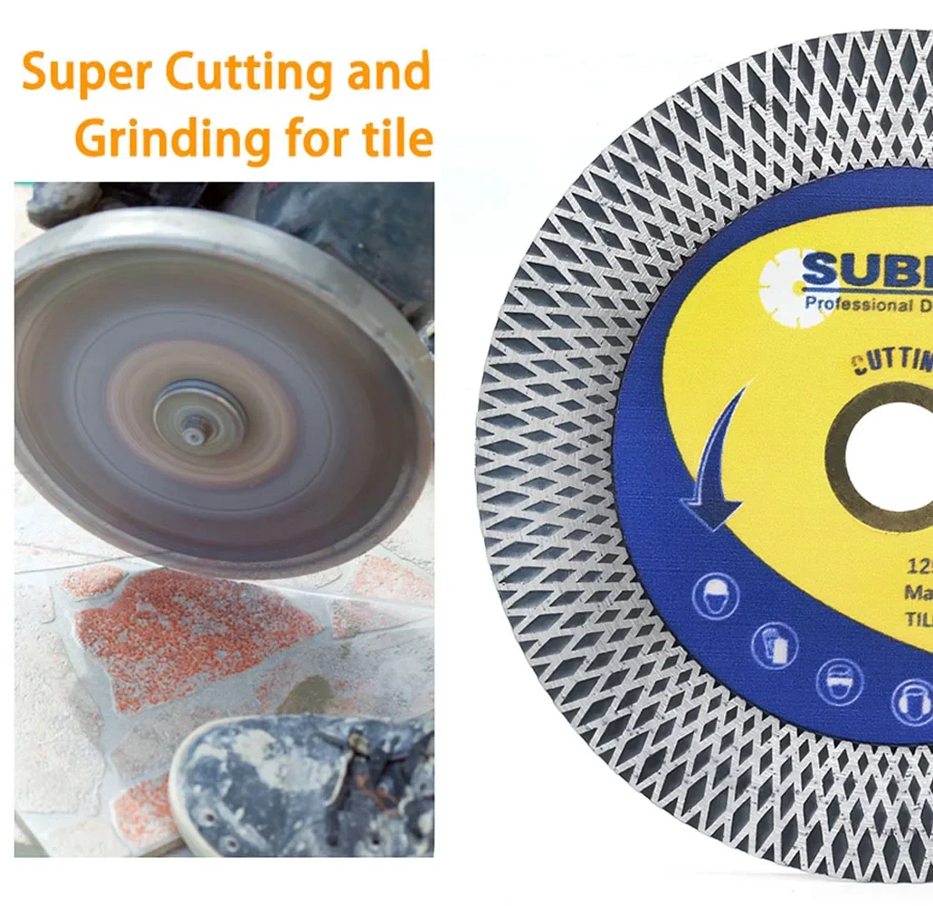 SUBRILLI 4.5/5 Inch Diamond Cutting Grinding Disc Carving Circular Multifunctional Saw Blade For Tile Stone Marble Granite