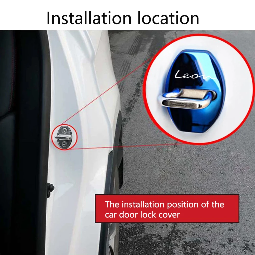 4 個車のドアロックバックル保護カバー防錆防水シートレオンカースタイリング車のドアロックカバーアクセサリー