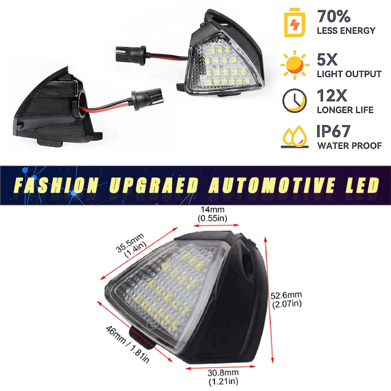 2pcs Canbus LED Under Side Mirror Lights Puddle Lamps For VW Sharan Eos Golf 5 Plus Variant Rabbit Passat B6 Jetta Skoda Superb