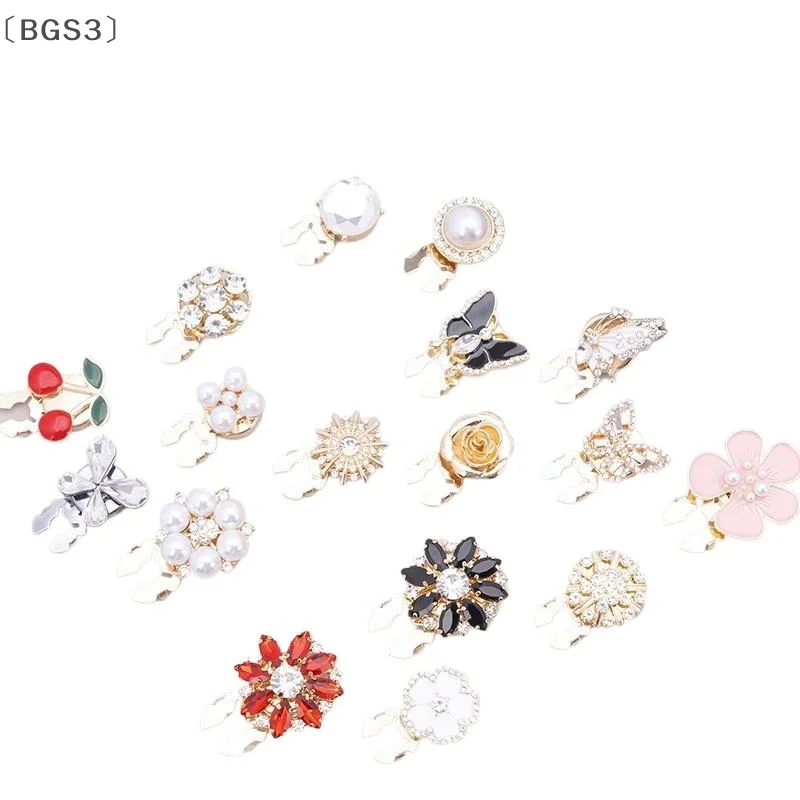 〔BGS3〕Crystal Pearl Button Covers Detachable Clip-On Shirt Coat Decorative Buttons Sewing Button For DIY Blouses Clothing