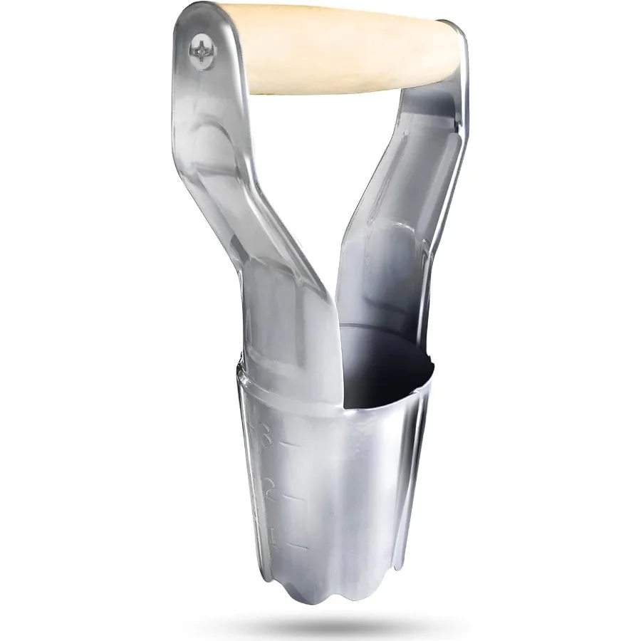 Garden guru ferramenta de plantador de lâmpada de aço para plantio de lâmpadas de aço de alto carbono confortável madeira esculpida lidar com marcador de profundidade para consis