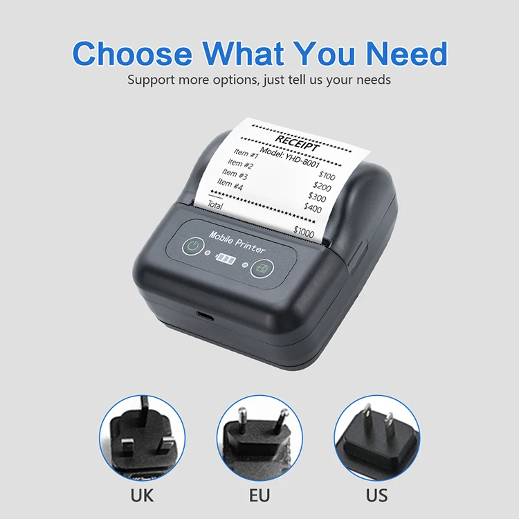 YHD-8001 Portable Handheld Bluetooth Wireless Bill Ticket Printer 80mm Pos Inkless Direct Thermal Receipt Printer - Image 3