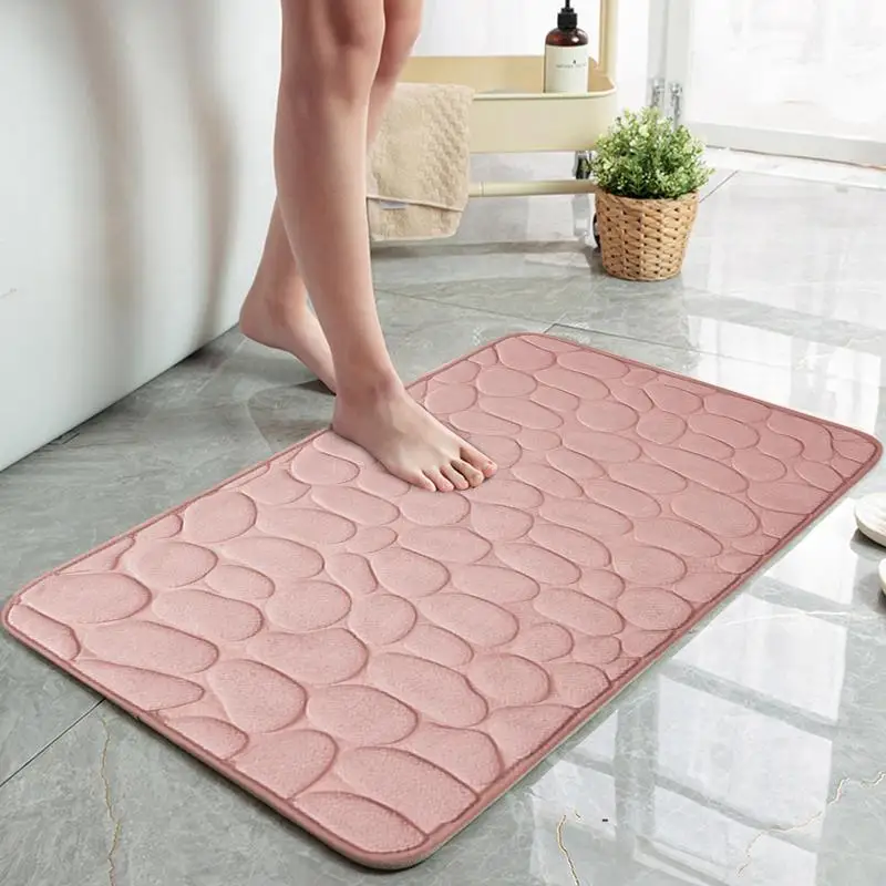 Memory Foam Pebble Bath Mat Cobblestone Bath Mat Plush Doormat Rug Comfortable Washable Shower Floor Bathmat Carpet For Shower