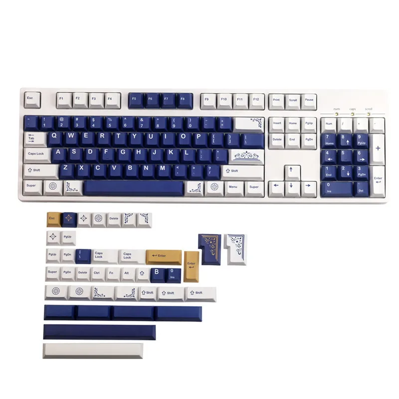 Imagem -05 - Conjunto Gmk Lazurite Keycaps Pbt Tintura Subbed Chave Tampões Cherry Perfil Keycap com 2.25u 2.75u 3u 7u Barra de Espaço Iso Entrar 140key