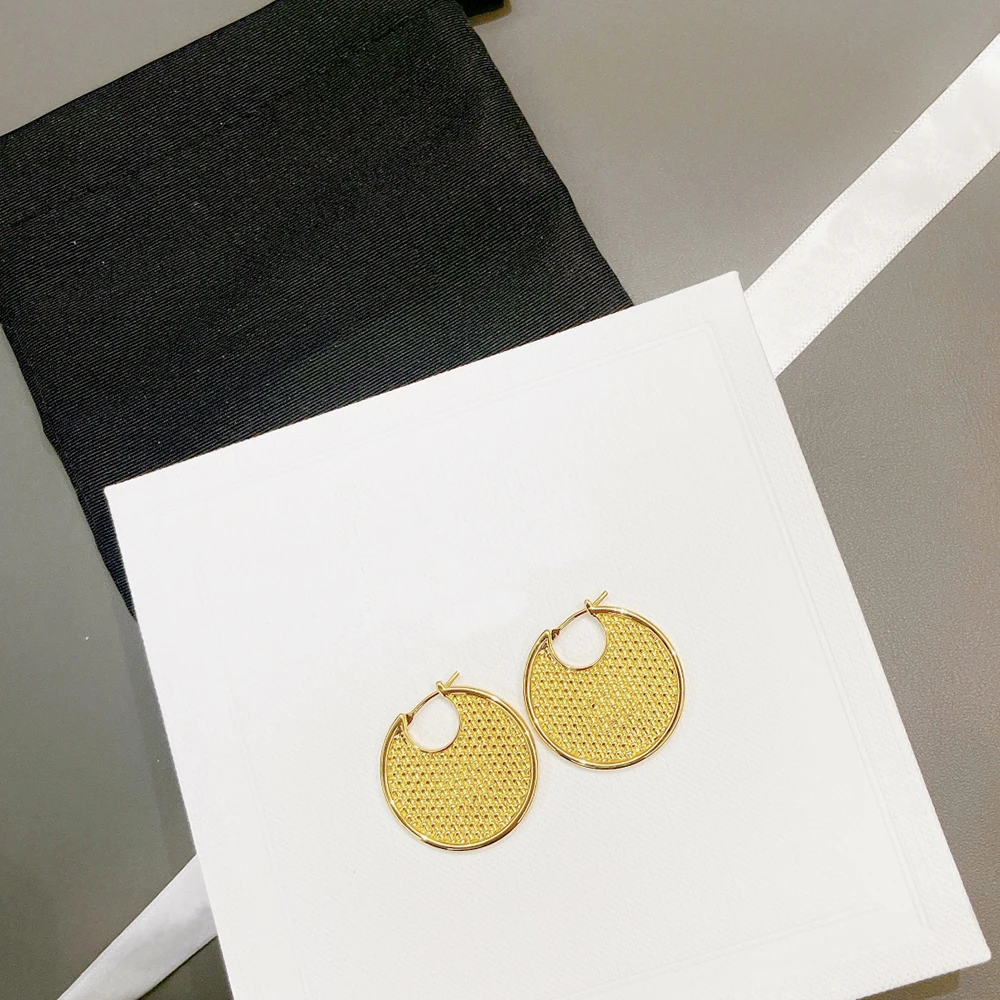 

Famous Design Brand 18K Gold Round Vintage Earrings For Women High Quality Pendientes Jewelry Valentine's Day Gift