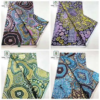 Nejnovější super velký africký vosk třpytky glam látka posypte bavlnou Ankara batik materiál pagne vosk zlatý potisk pro šití uniformy 8 nejlepší prodej rajčatová tkanina - №8