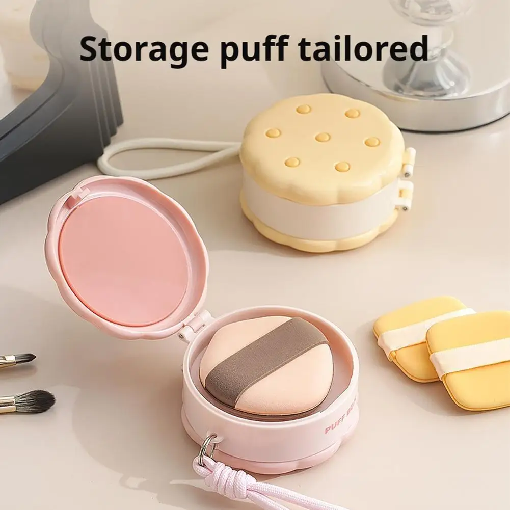 1 قطعة شكل كوكي طبقة مزدوجة مسحوق نفخة Storae صندوق مادة آمنة متعددة الوظائف صندوق تخزين مستحضرات التجميل صندوق مقاوم للغبار المنظم