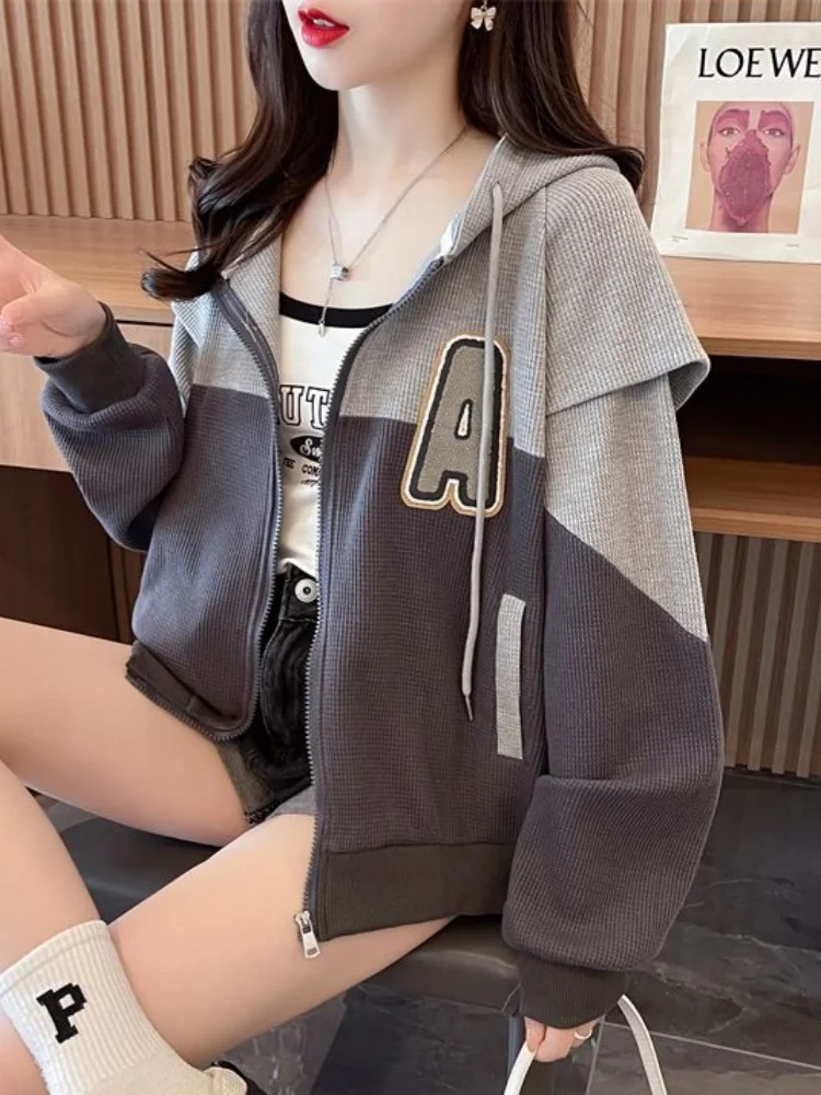 

Harajuku уникальные куртки с капюшоном, свободная куртка на молнии с рукавами, весенне-осенние пальто в стиле панк, готики, японская одежда для пар Y2K