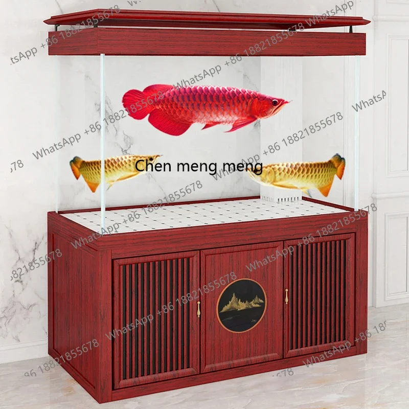 E153 New Chinese screen ultra-white glass bottom filter large aquarium water-free arowana tank silent